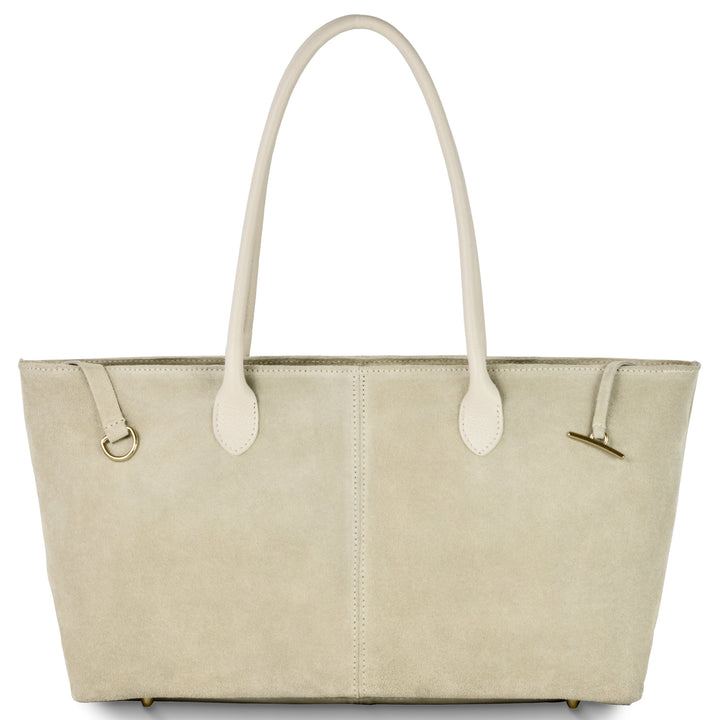 Italian Genuine Suede &amp; Full-Grain Leather Tote Bag | Bologna
