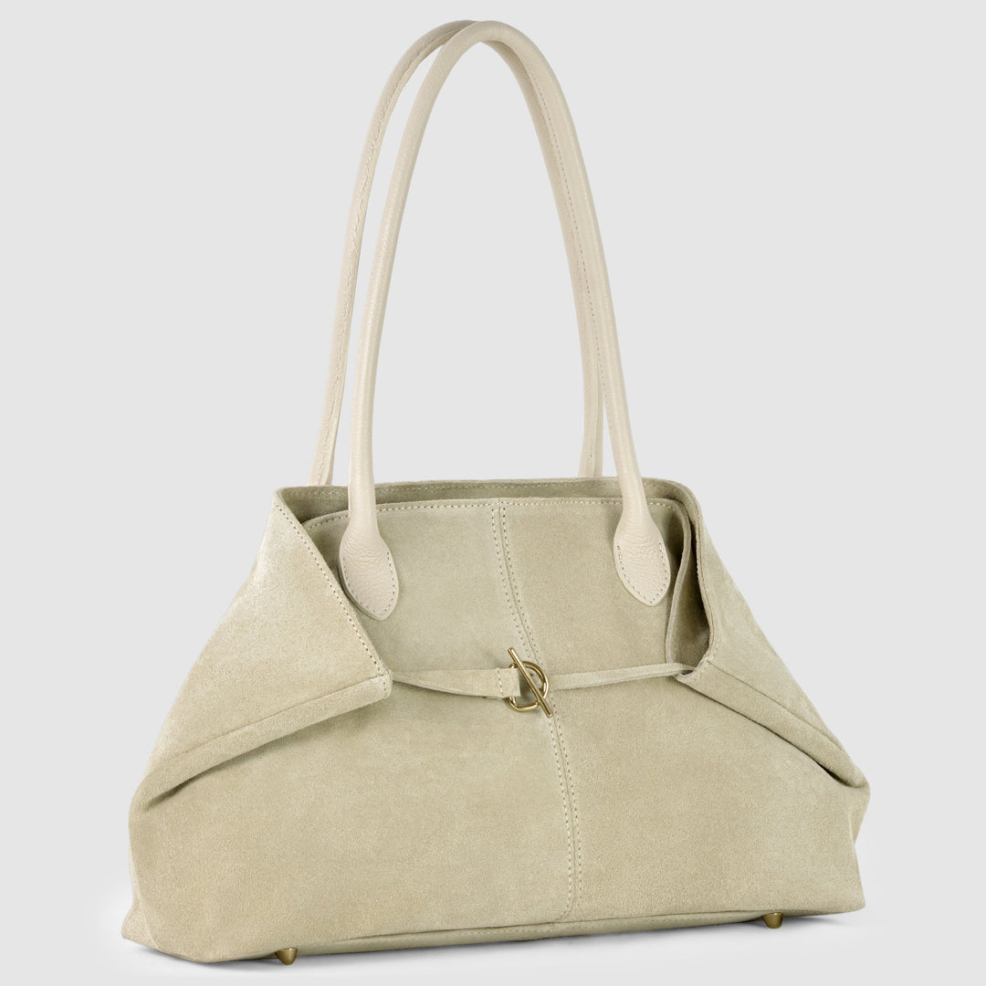 Italian Genuine Suede &amp; Full-Grain Leather Tote Bag | Bologna