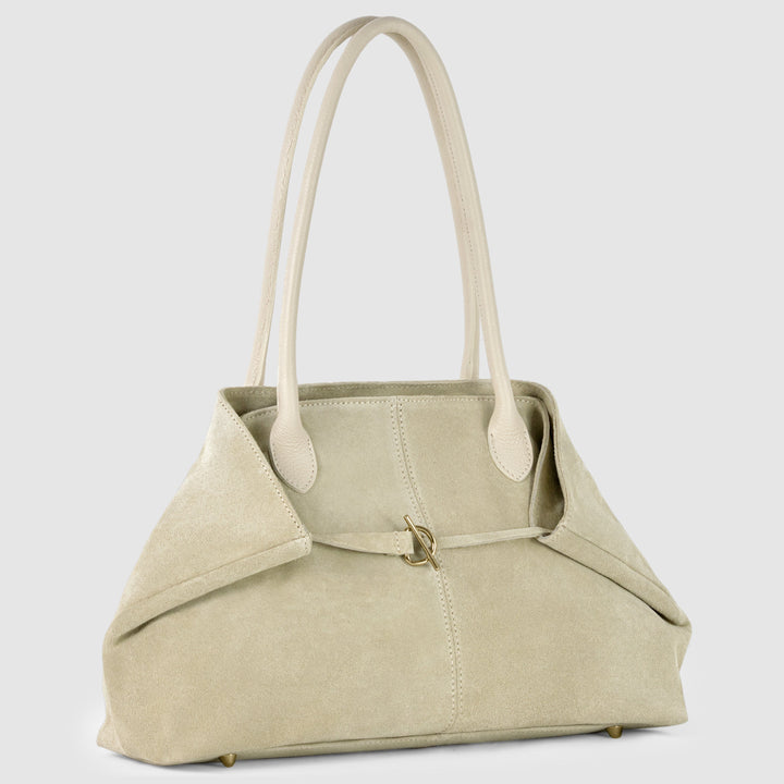 Italian Genuine Suede &amp; Full-Grain Leather Tote Bag | Bologna