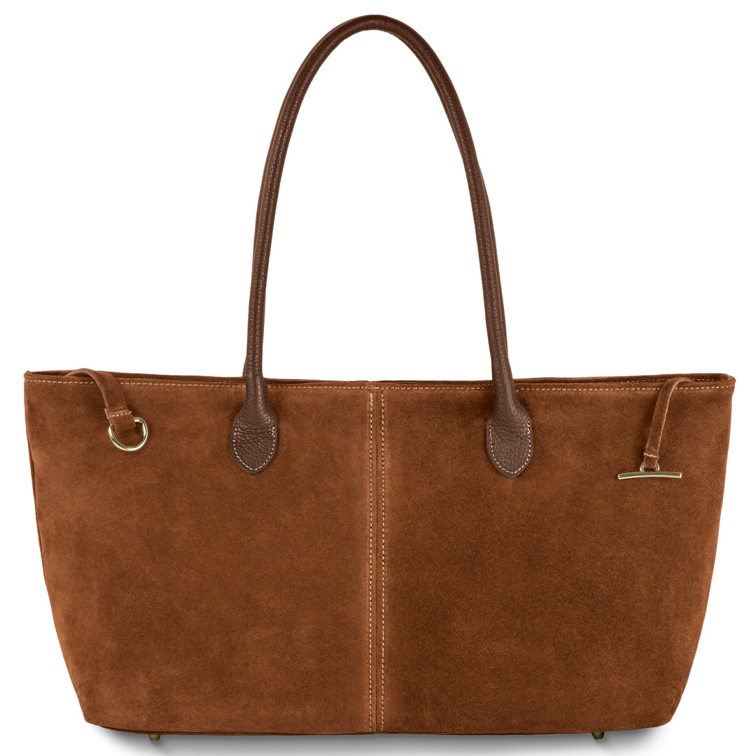 Italian Genuine Suede &amp; Full-Grain Leather Tote Bag | Bologna