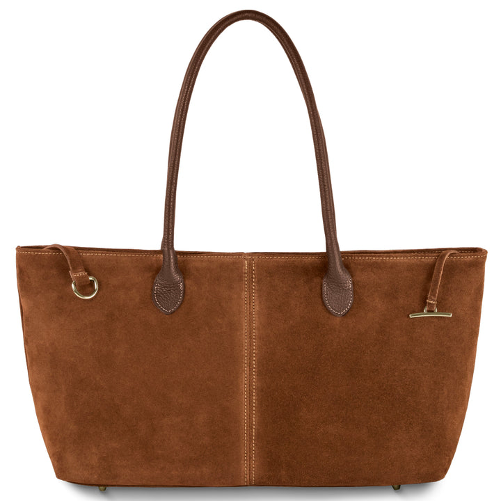 Italian Genuine Suede &amp; Full-Grain Leather Tote Bag | Bologna