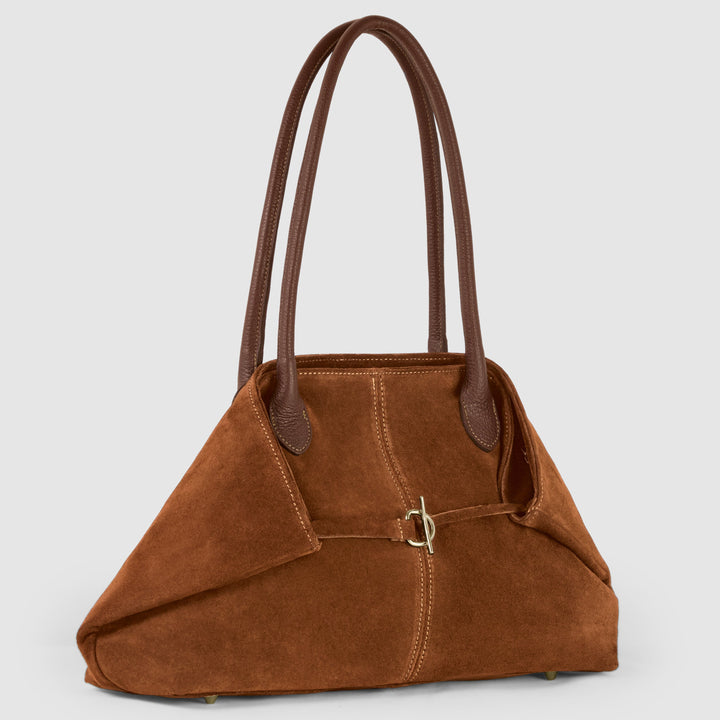 Italian Genuine Suede &amp; Full-Grain Leather Tote Bag | Bologna