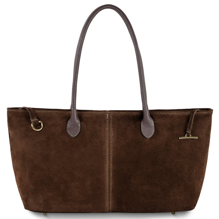 Italian Genuine Suede &amp; Full-Grain Leather Tote Bag | Bologna