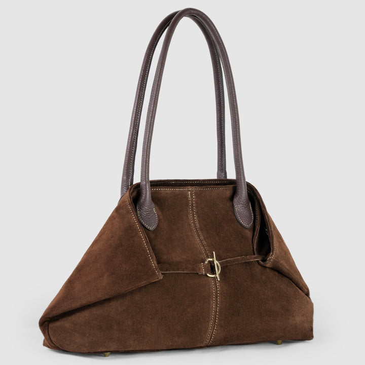 Italian Genuine Suede &amp; Full-Grain Leather Tote Bag | Bologna
