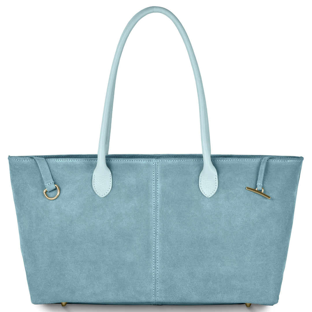 Italian Genuine Suede &amp; Full-Grain Leather Tote Bag | Bologna