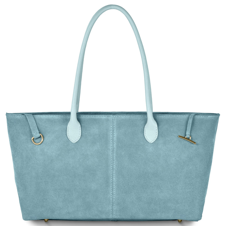 Italian Genuine Suede &amp; Full-Grain Leather Tote Bag | Bologna