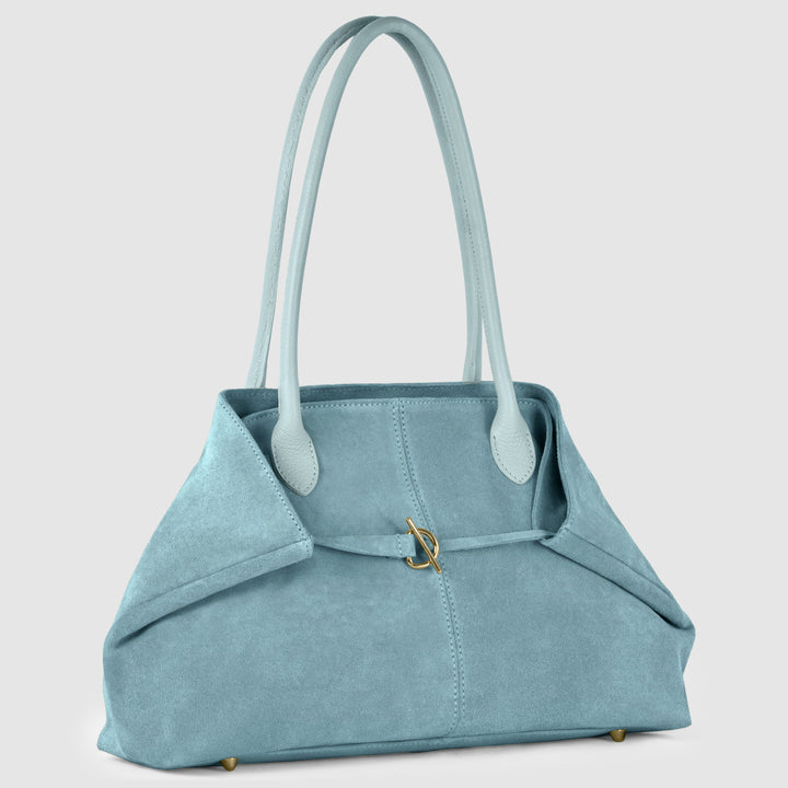 Italian Genuine Suede &amp; Full-Grain Leather Tote Bag | Bologna