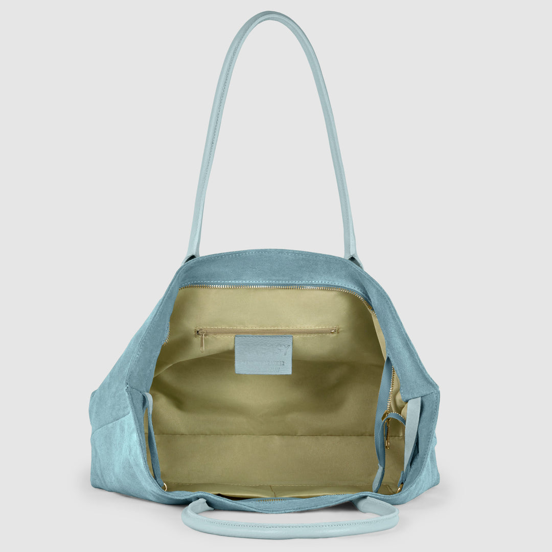 Italian Genuine Suede &amp; Full-Grain Leather Tote Bag | Bologna
