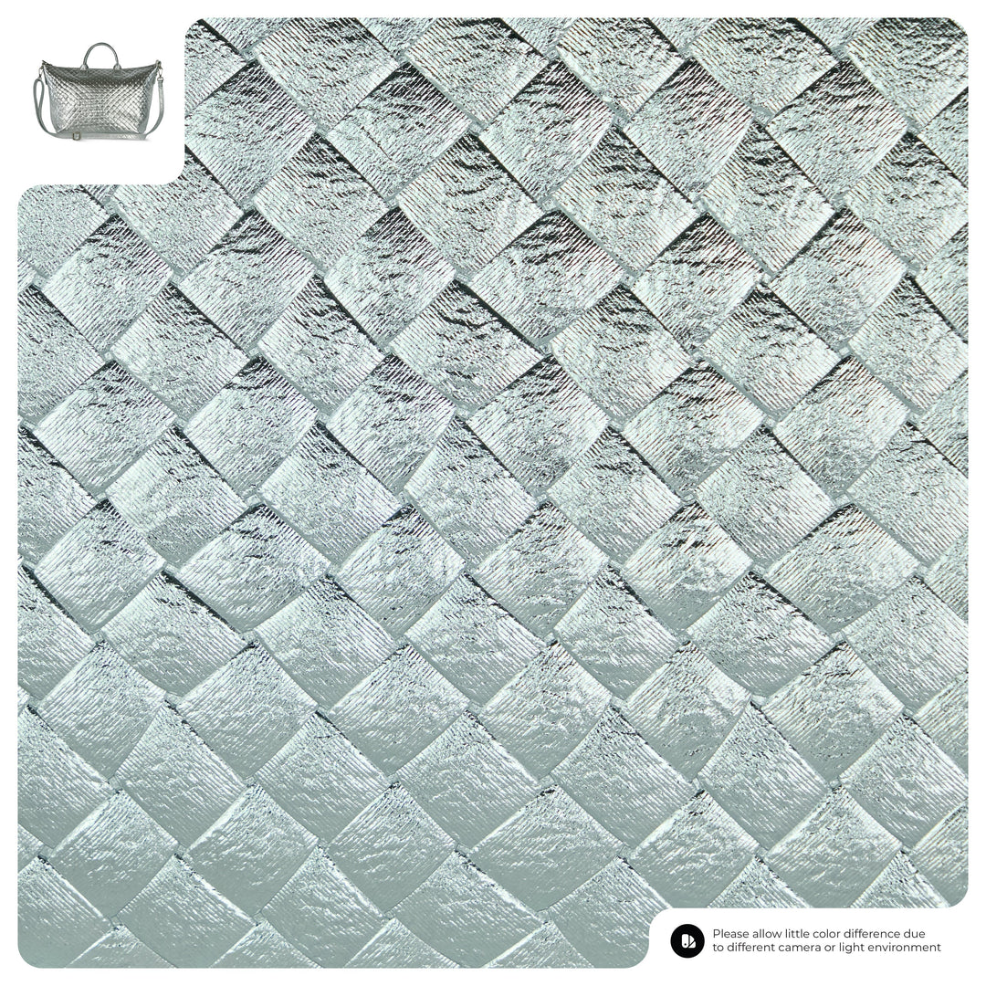 Italian Genuine Woven-Embossed Metallic Suede Top-Handle Bag | Urbino