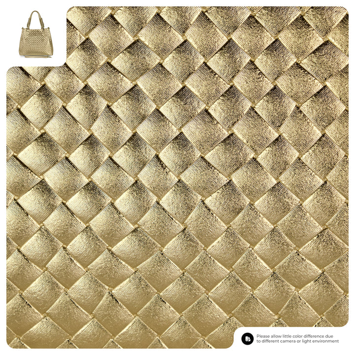 Italian Genuine Woven-Embossed Metallic Suede Top-Handle Bag | Savona
