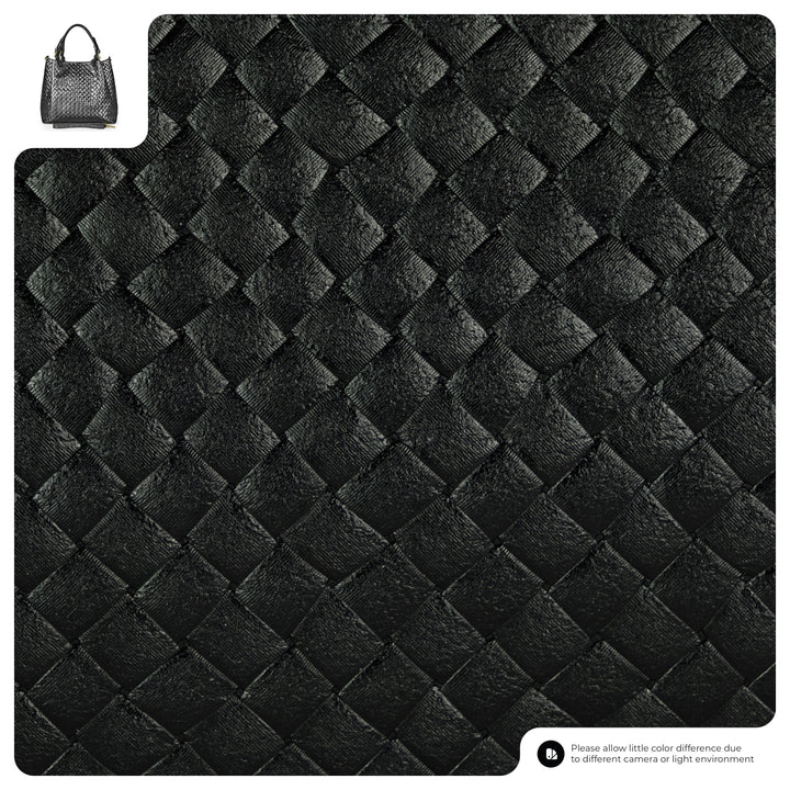 Italian Genuine Woven-Embossed Metallic Suede Top-Handle Bag | Savona
