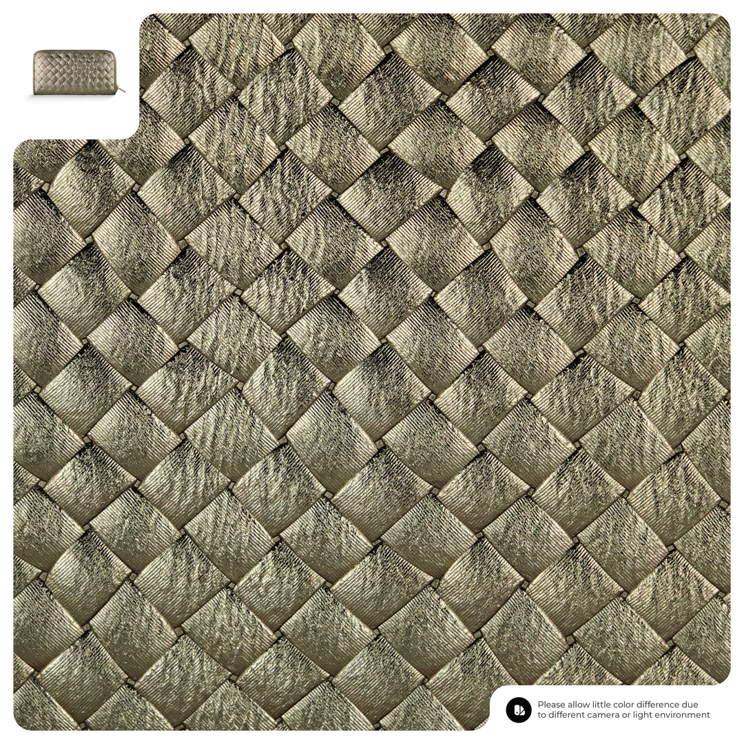 Italian Genuine Woven-Embossed Metallic Suede Wallet | Trento