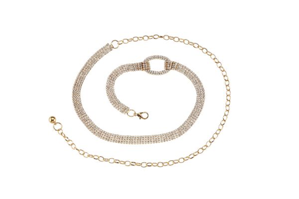 Ladies Fashion Rhinestone Chain Link Belt