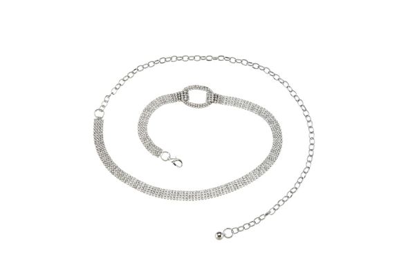 Ladies Fashion Rhinestone Chain Link Belt