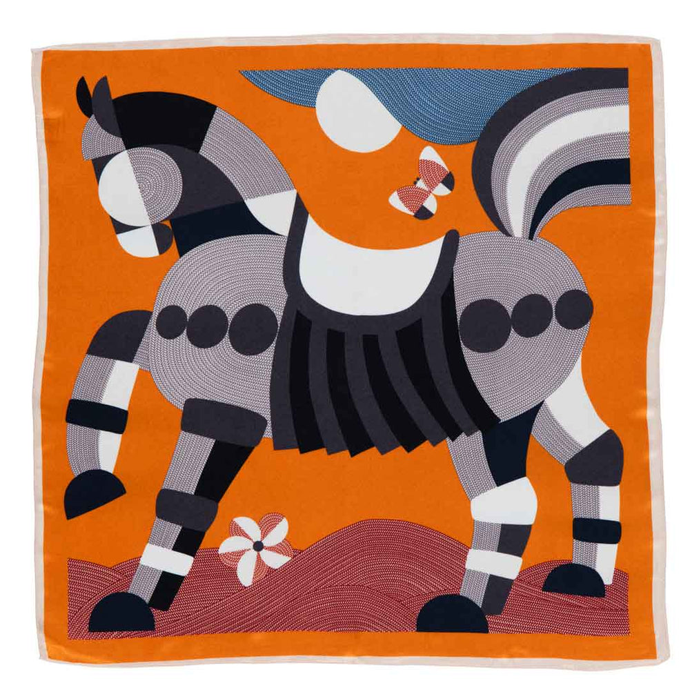 Troie - Stylized Equestrian Scarf in Tangerine from KADOU Boutique
