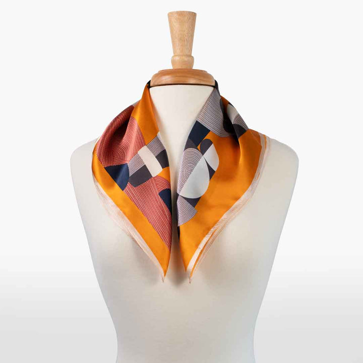 Troie - Stylized Equestrian Scarf in Tangerine