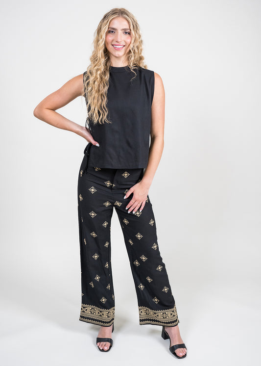 Sleeveless Tie Side Linen Top