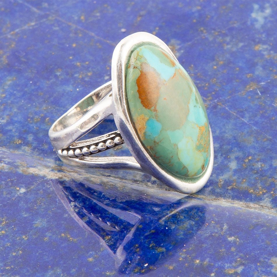 Blue Turquoise and Sterling Silver Oval Ring from KADOU Boutique