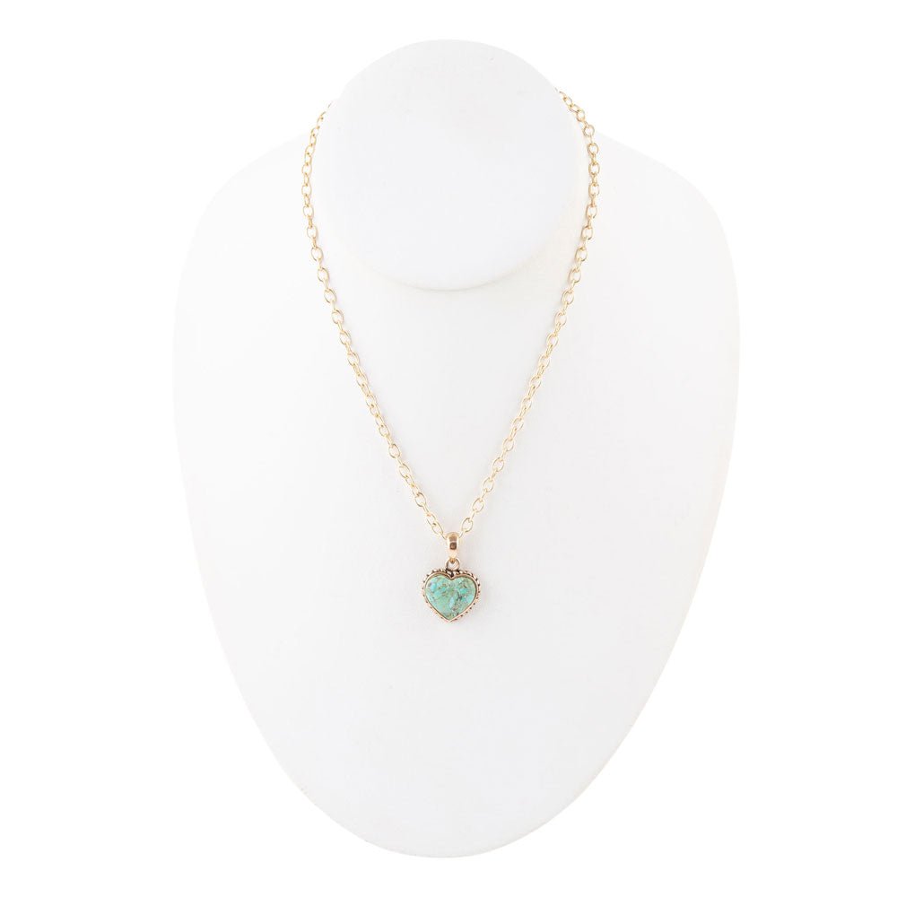 Turquoise Heart Pendant and Bronze Necklace from KADOU Boutique