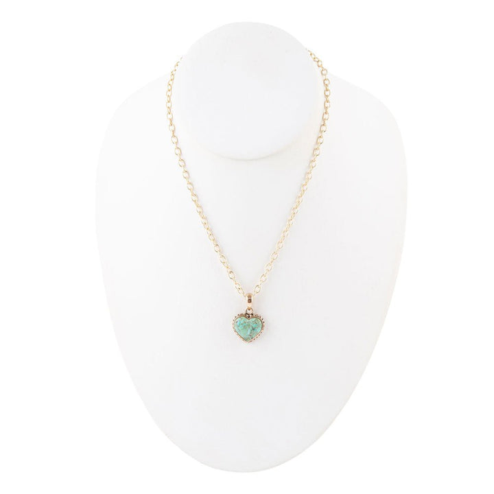Turquoise Heart Pendant and Bronze Necklace from KADOU Boutique