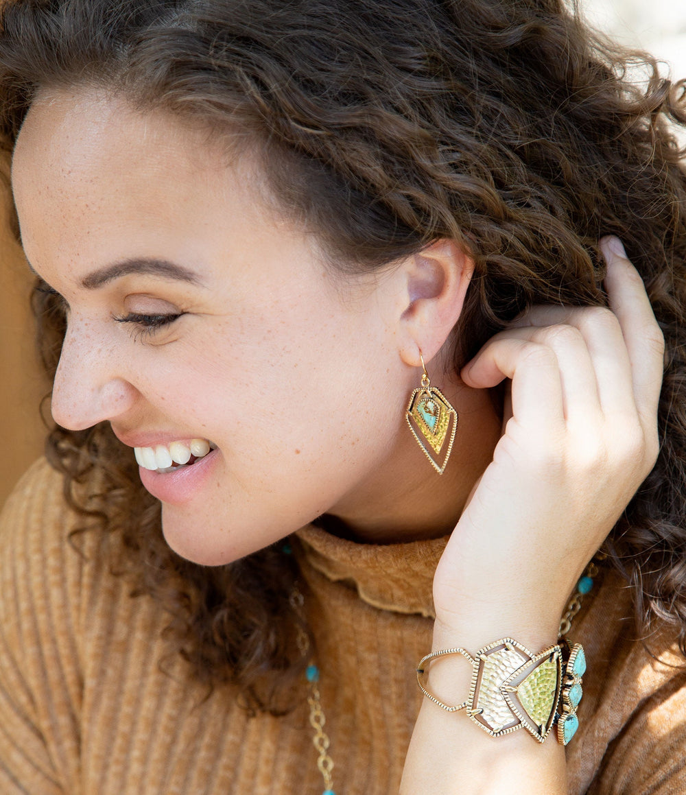 Turquoise Shield Earrings from KADOU Boutique