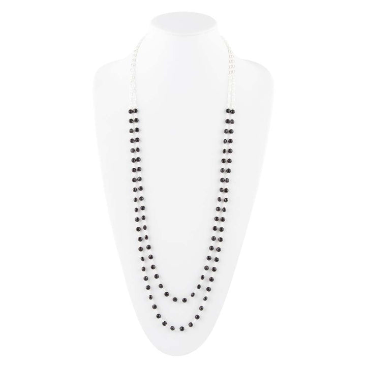 Two Row Onyx and Sterling Silver Necklace