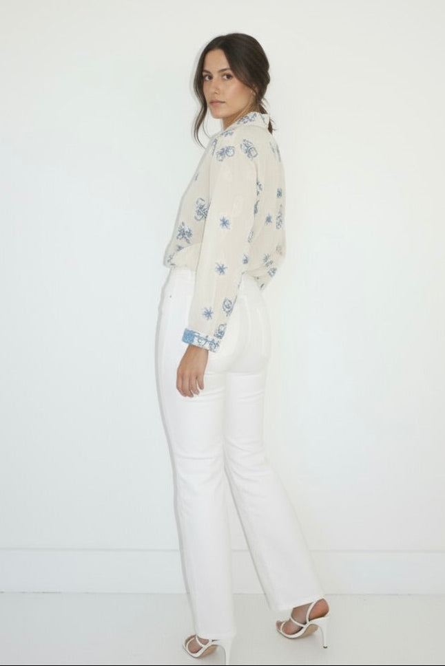 Mable Shirt in Salt Air Embroidery from KADOU Boutique