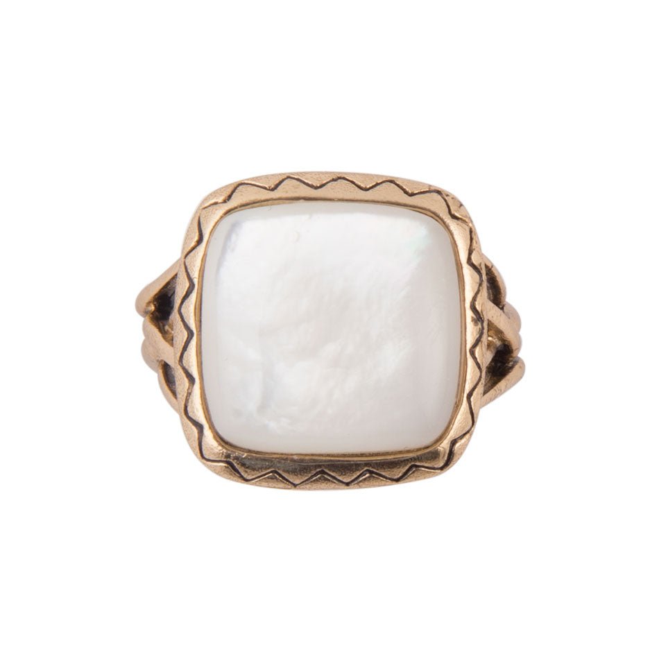 Wave of White Mother of Pearl Golden Ring from KADOU Boutique