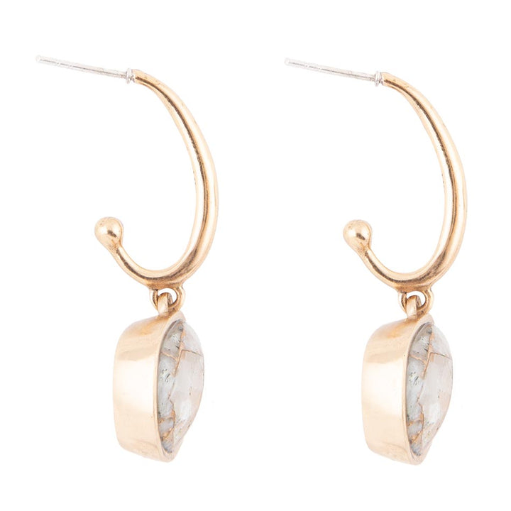White and Golded Calcite Drop Earrings