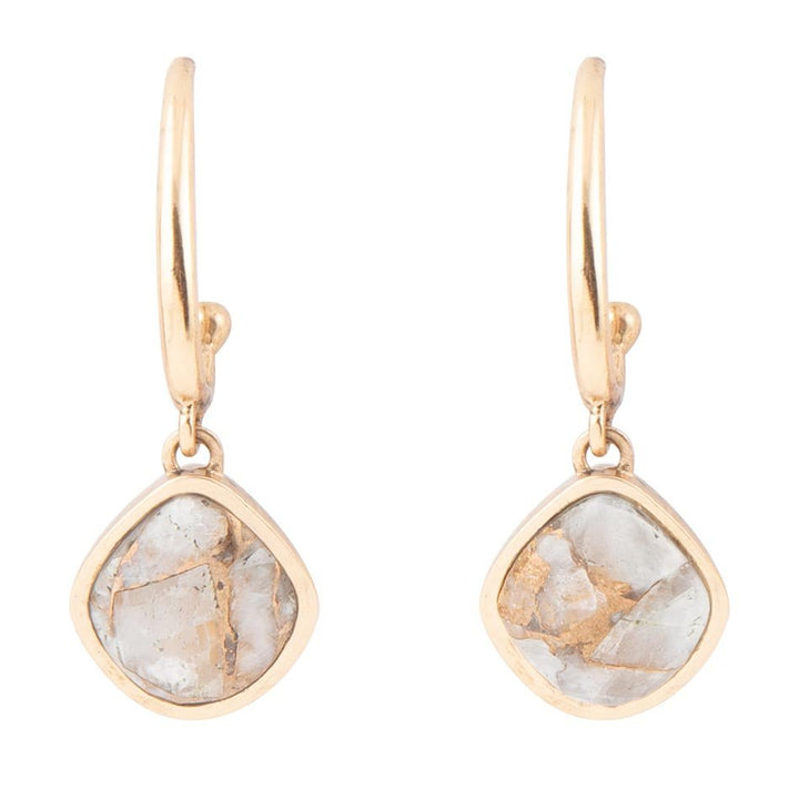 White and Golded Calcite Drop Earrings