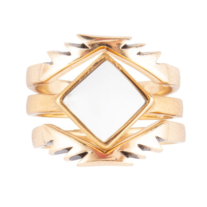 White Jasper Aztec Ring