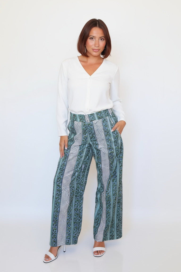 Edison Pant in Mystic Blue Stripe from KADOU Boutique