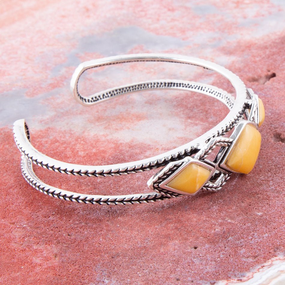 Yellow Agate and Sterling Silver Cuff Bracelet from KADOU Boutique