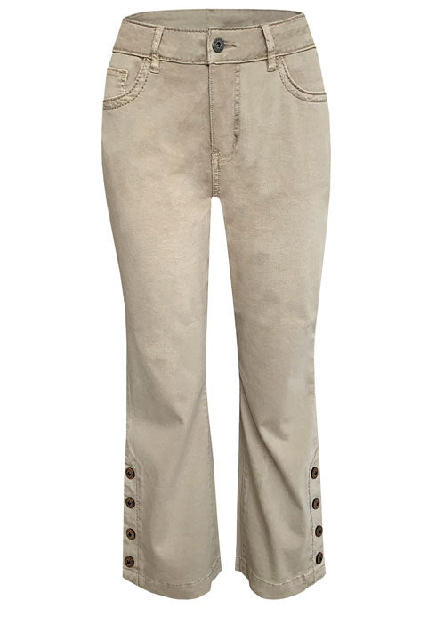 Flare Capri Pants With Buttons