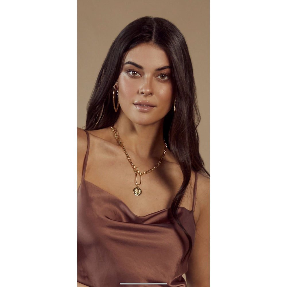 Zoe Lion Medallion Lariat from KADOU Boutique