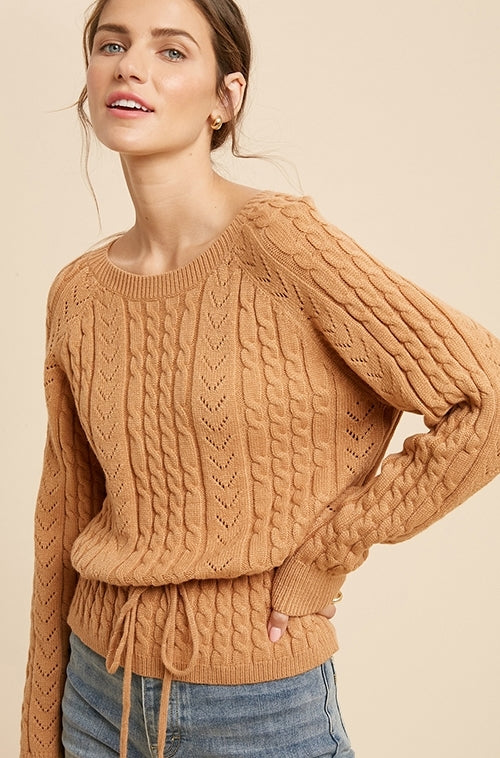 Drawstring sales knit sweater