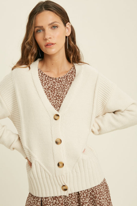 Cozy Button Up Cardigan from KADOU Boutique.