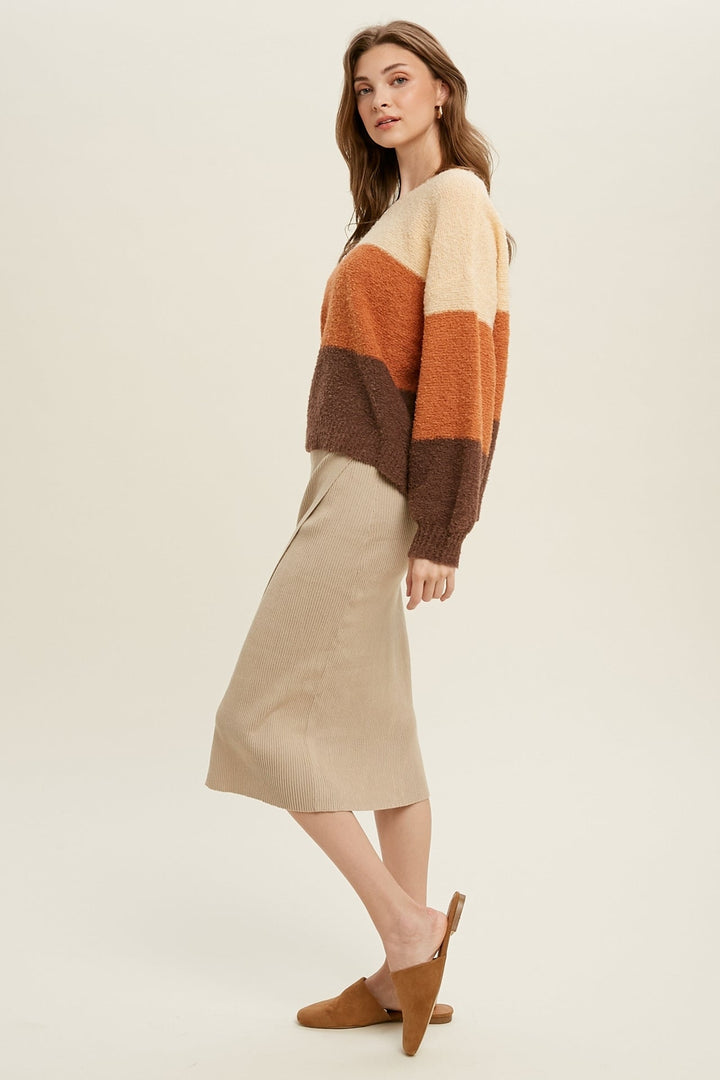 Colorblock Balloon Sleeve Sweater