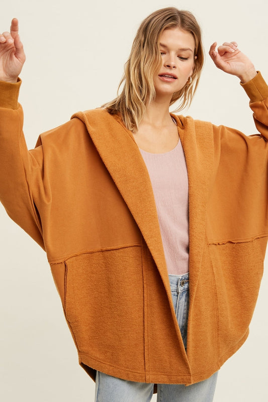 French Terry Batwing Oversized Hoodie in Amber color.