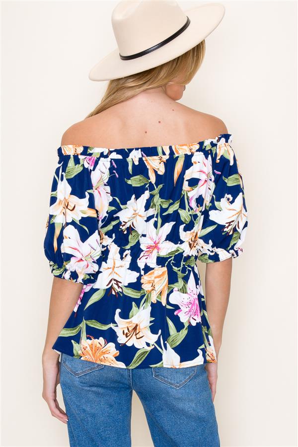 blue off shoulder top