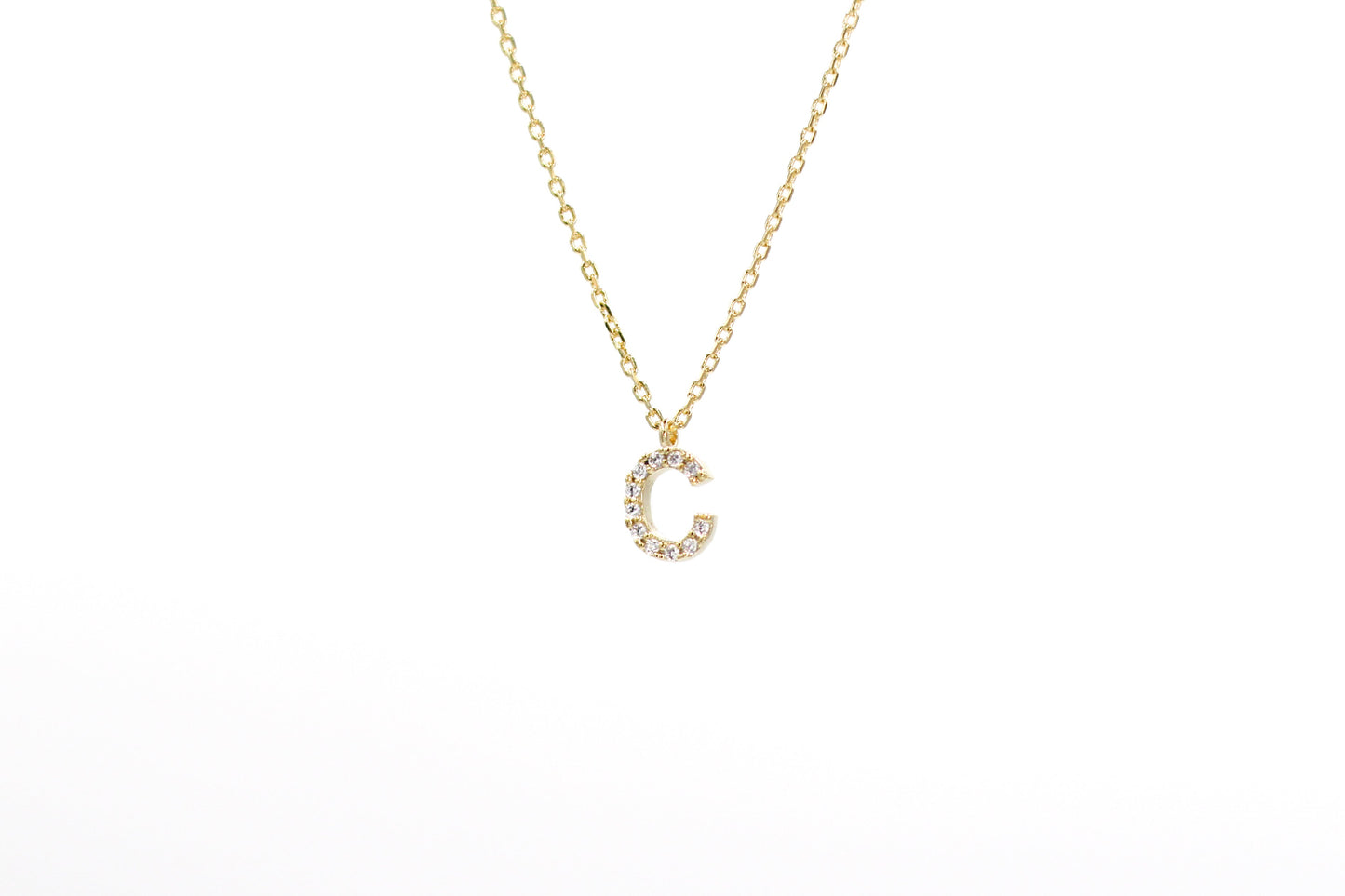 Letter necklace with Cubic Zirconia. Letter C.