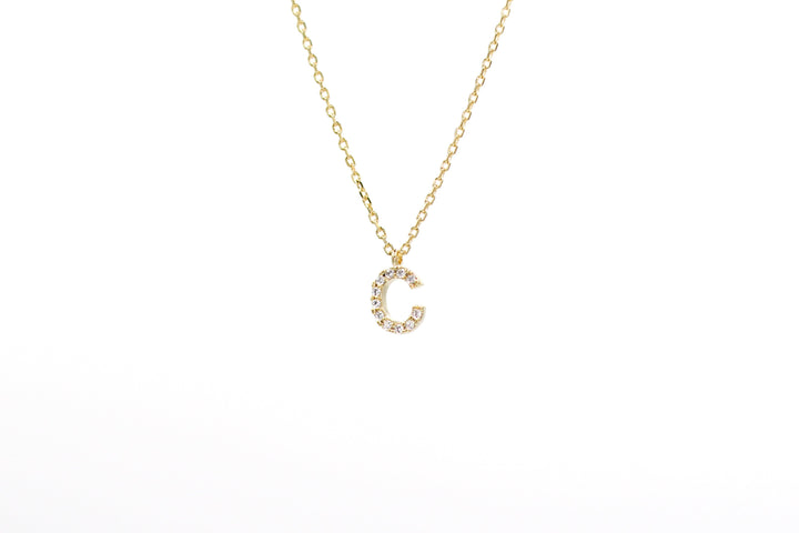 Letter necklace with Cubic Zirconia. Letter C.