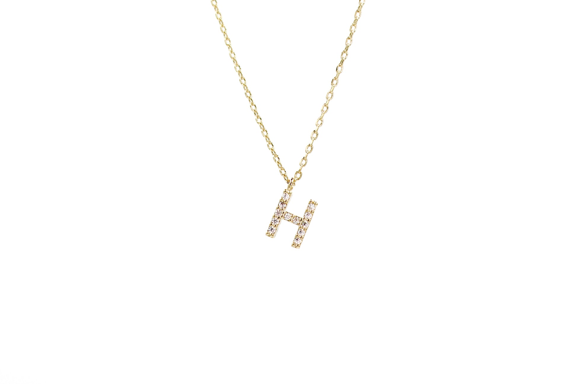Initial necklace with Cubic Zirconia. Letter H.