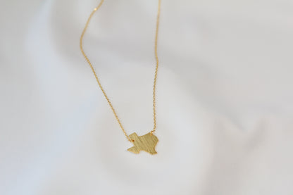 Texas State Map Necklace - Matte Polish