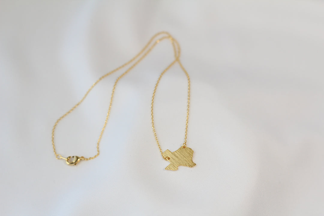Texas State Map Necklace - Matte Polish