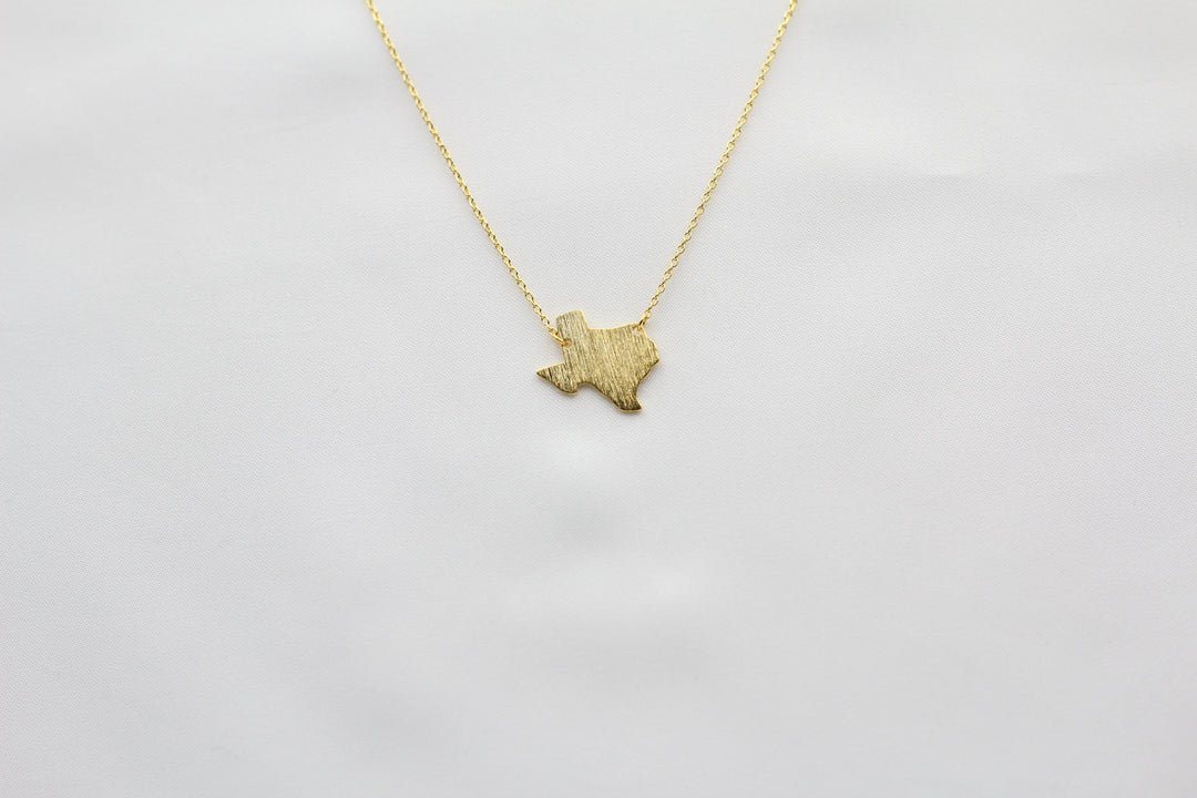 Texas State Map Necklace - Matte Polish