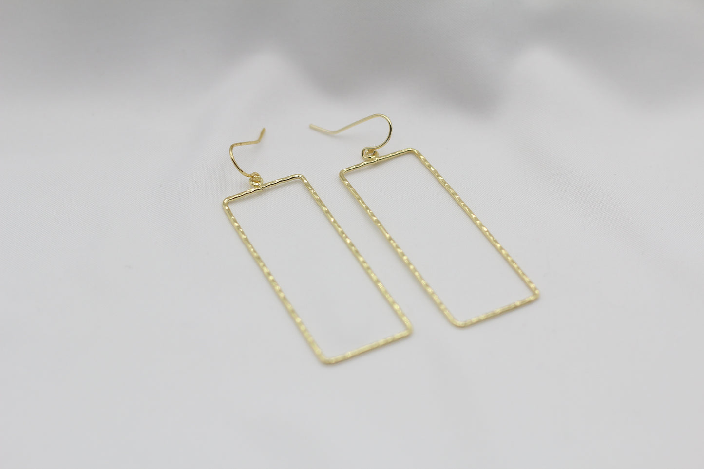 Hammered Gold Rectangle Shape Earrings