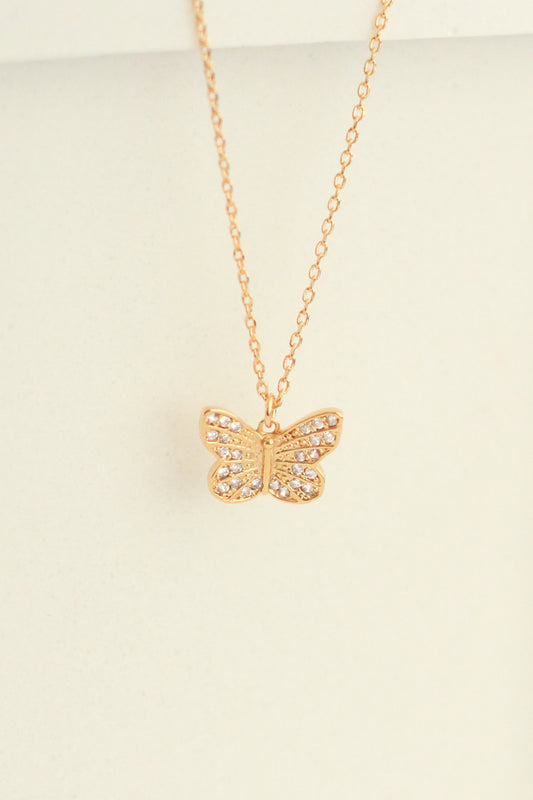 Flat Fine Pave Butterfly Necklace