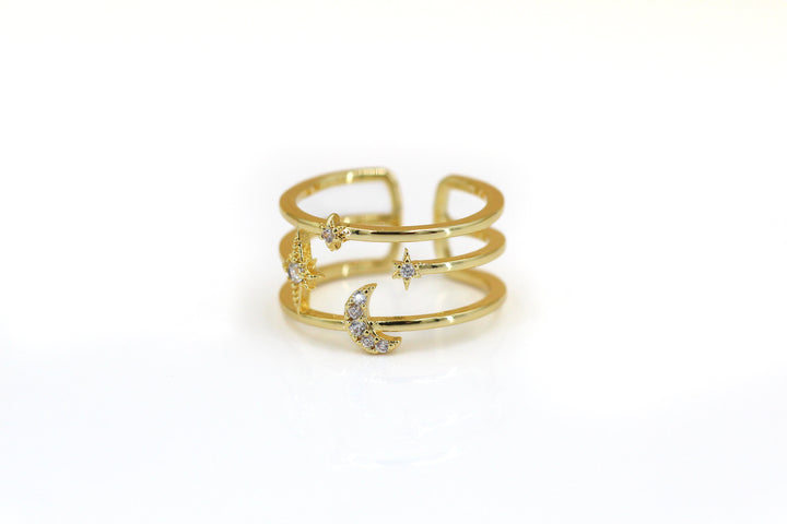 18K Gold Triple Celestial Ring