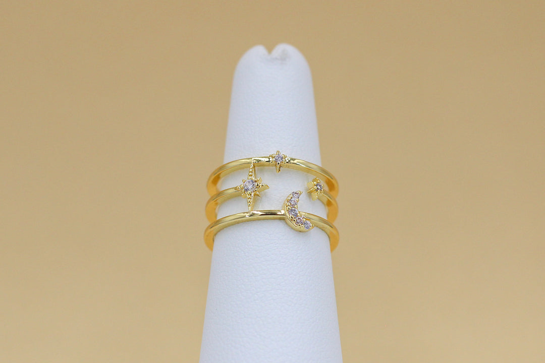 18K Gold Triple Celestial Ring